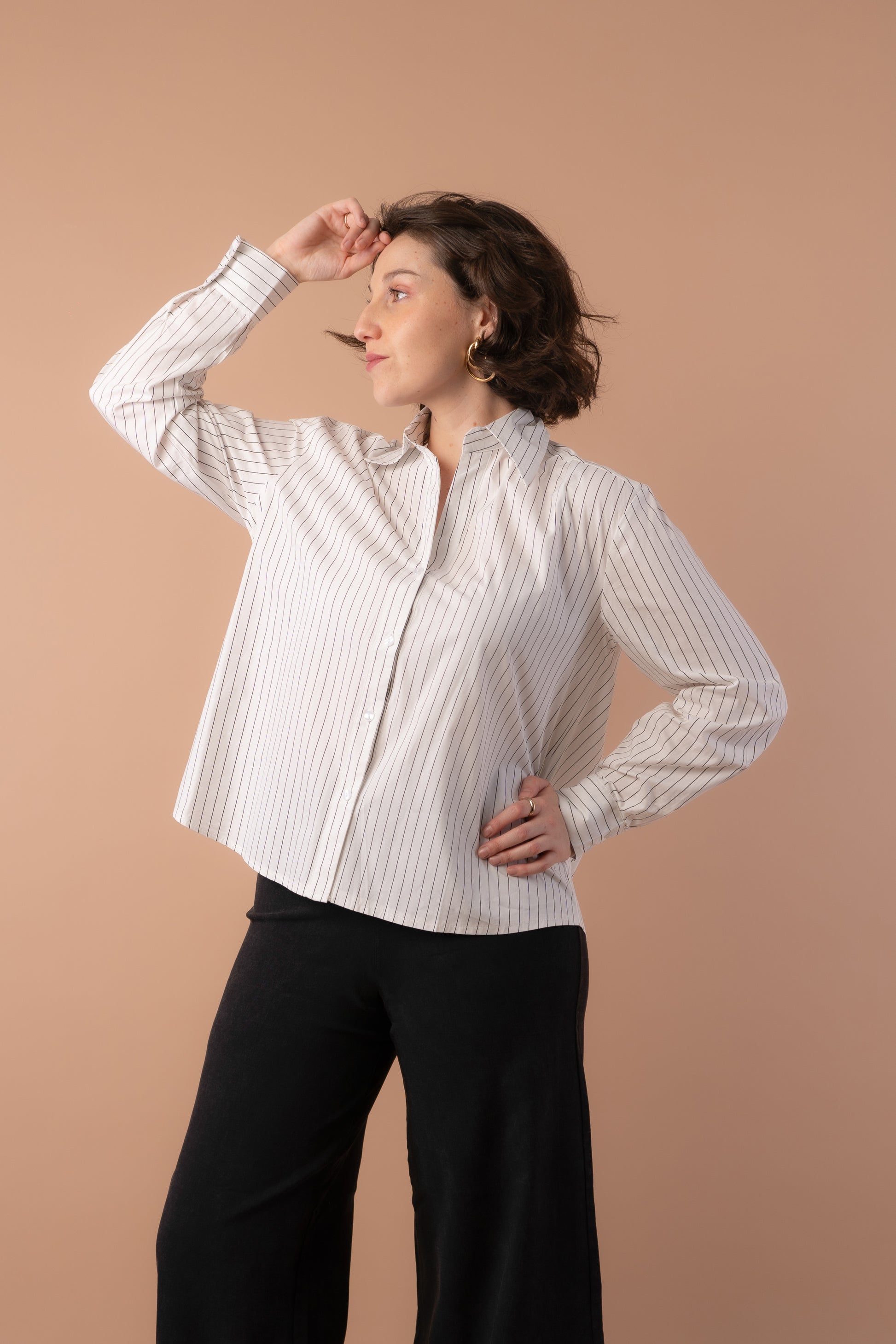 Blusa blanca rayas negras