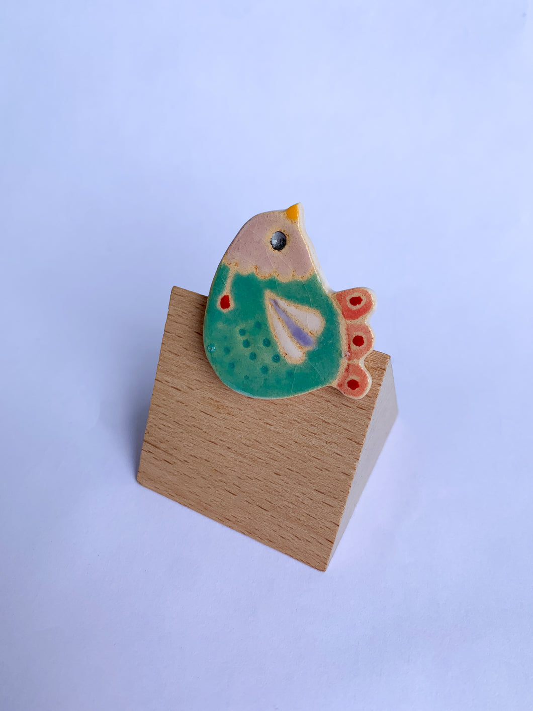 Prendedor pájaro verde